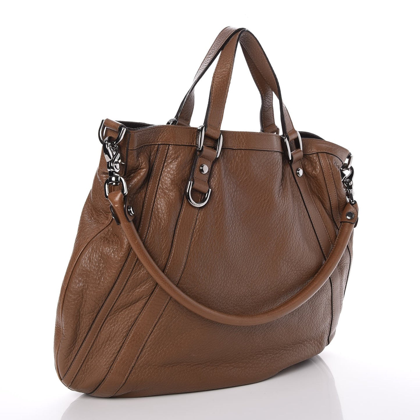 Pebbled Calfskin Medium Abbey Convertible Tote Brown
