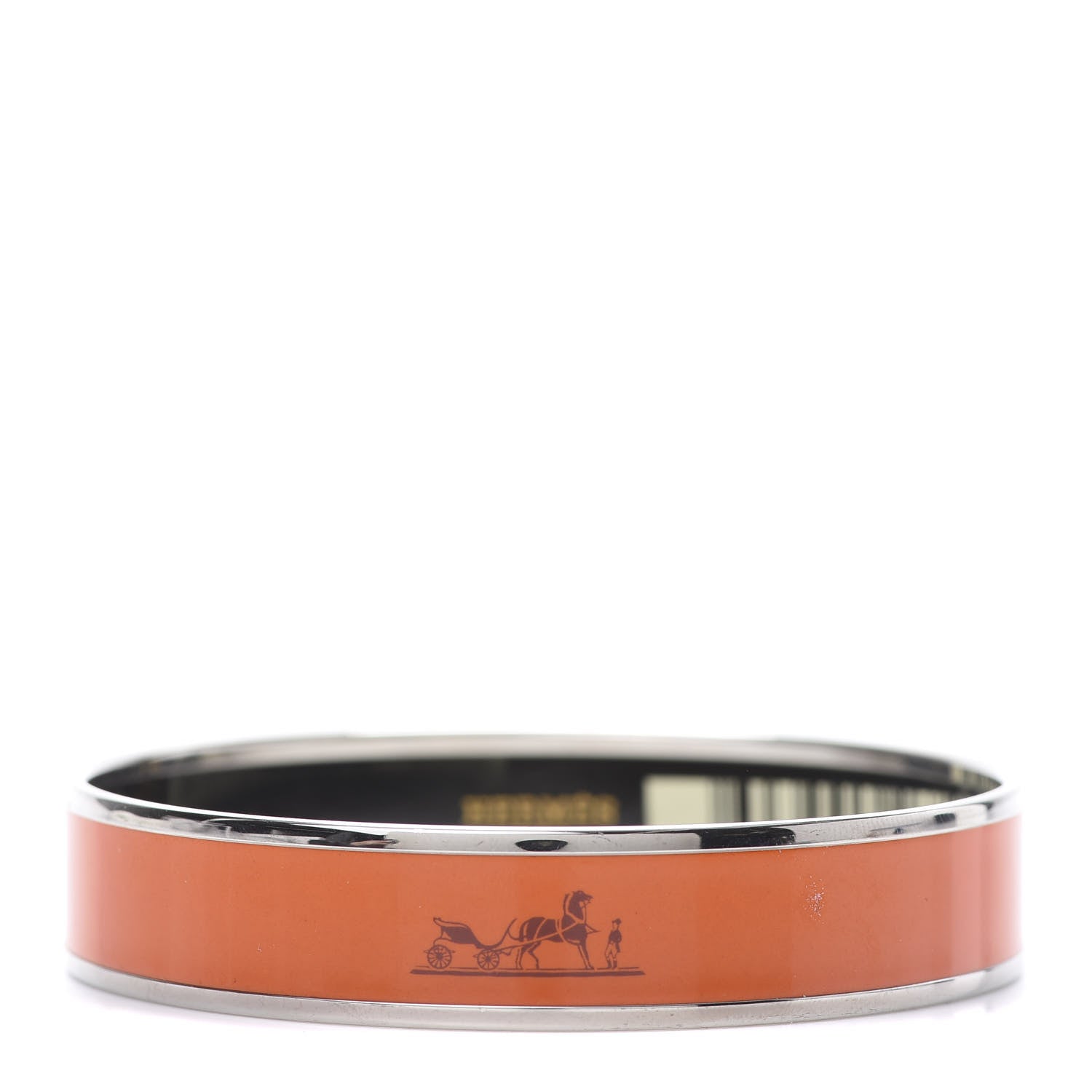 Hermes Enamel Printed Caleche Medium Bracelet 70 Orange 1 of 5