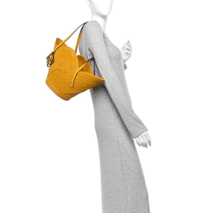 Loewe Calfskin Raffia Paulas Ibiza Petal Basket Tote Bag Ochre 2 of 10