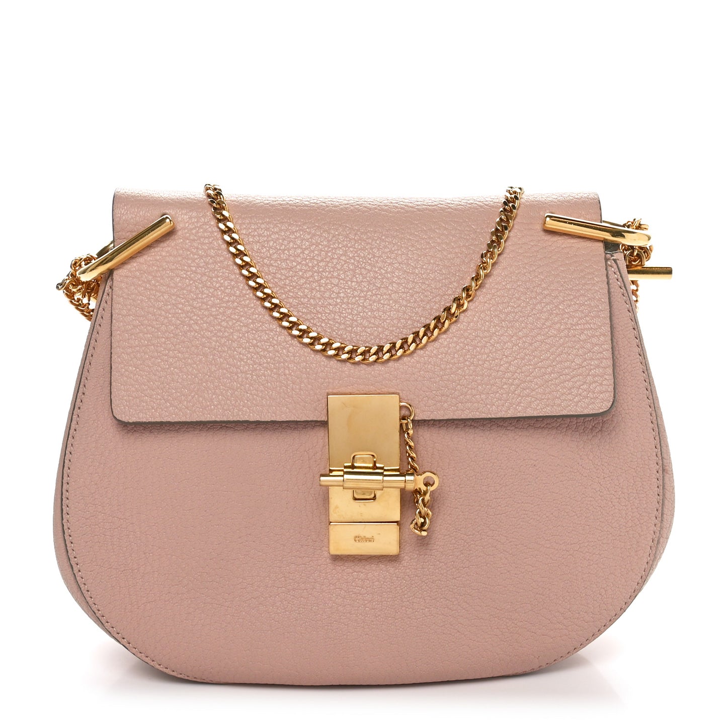 Grained Lambskin Mini Drew Shoulder Bag Cement Pink