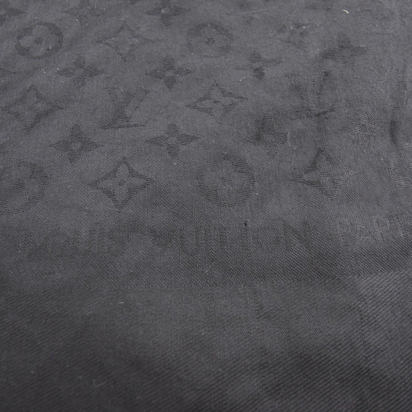 Wool Silk Monogram Shawl Black