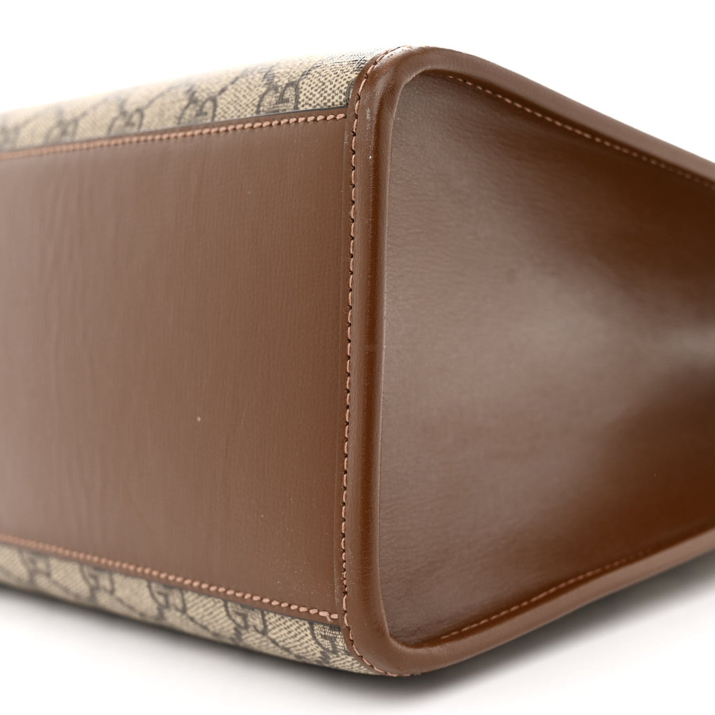 GG Supreme Monogram Azalea Calfskin Small Retro Interlocking G Tote Bag Beige Ebony Brown Sugar