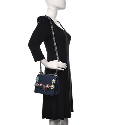 Fendi Calfskin Crystal Studded Small Kan I Shoulder Bag Blueberry Multicolor 2 of 10