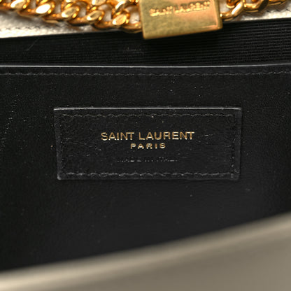 Saint Laurent Grain De Poudre Medium Classic Monogram Kate Satchel Dove White 5 of 9