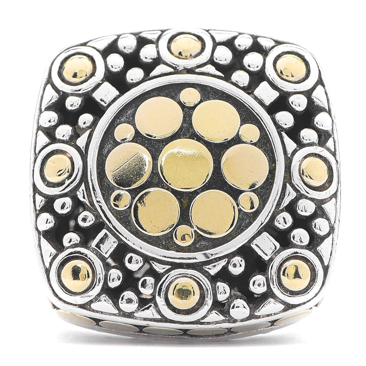 Sterling Silver 18K Yellow Gold Jaisalmer Dot Square Ring 51 5.75