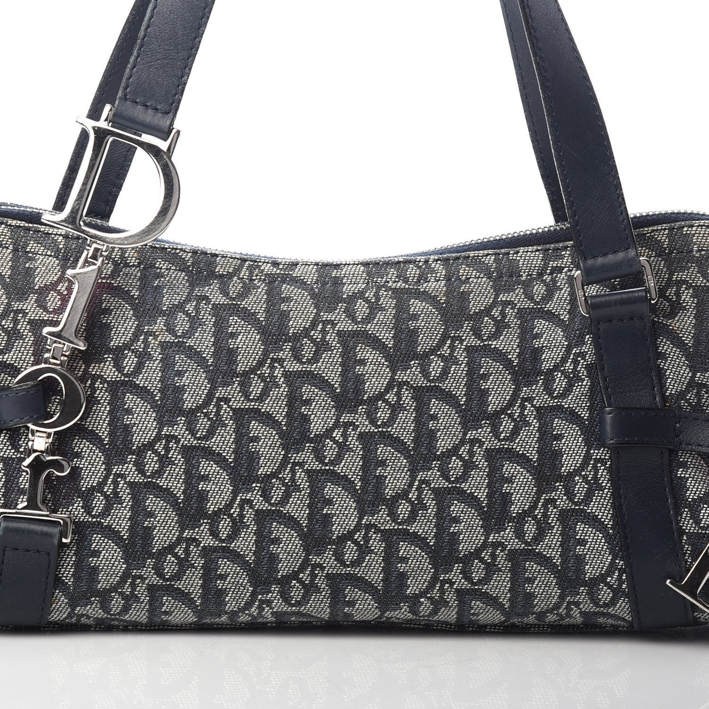 Denim Monogram Charms Shoulder Bag Blue