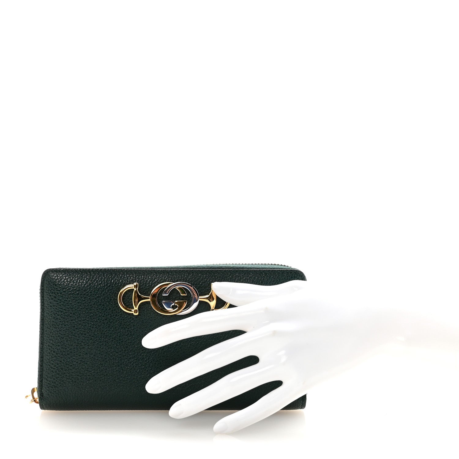 Gucci Grainy Calfskin Zumi Zip Around Wallet Vintage Green 2 of 6