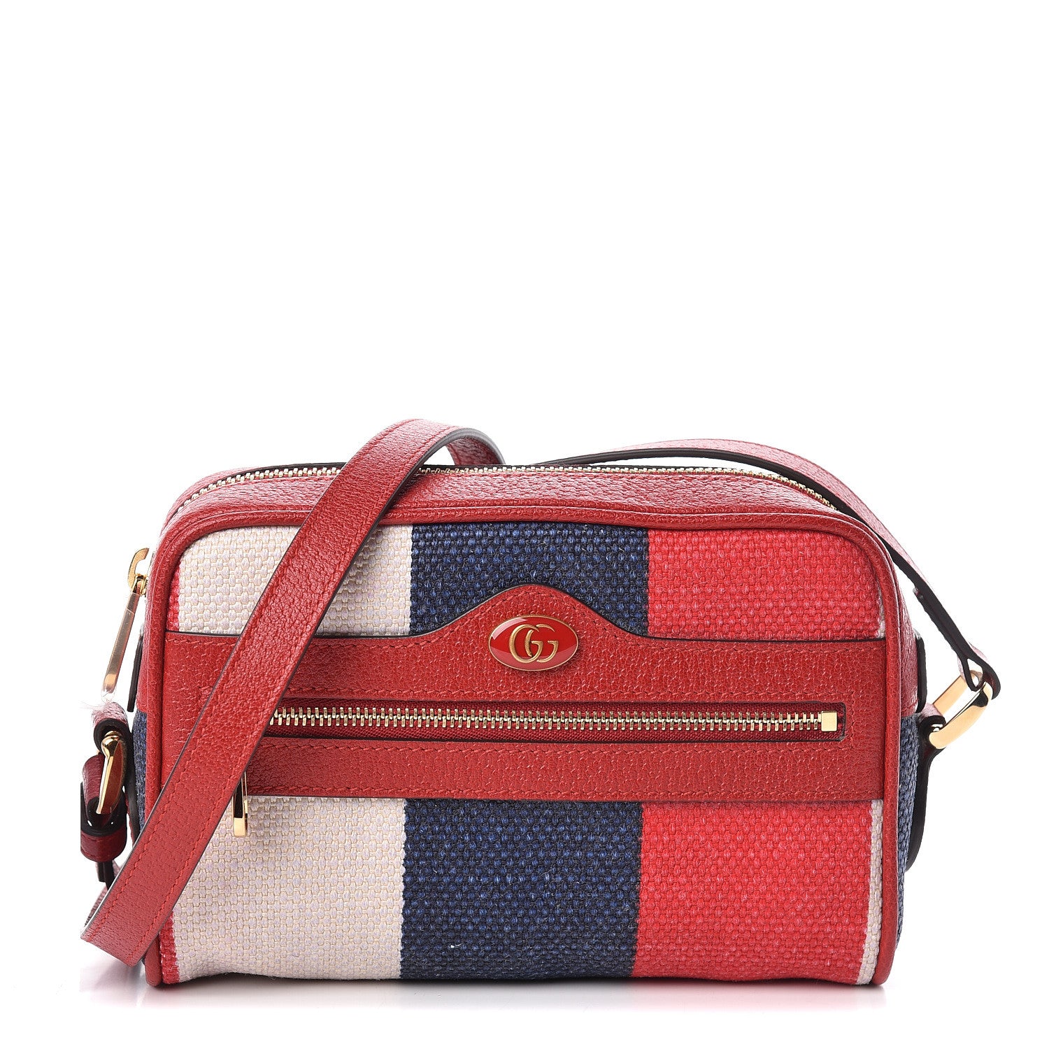 Gucci Canvas Sylvie Stripe Mini Ophidia Camera Bag Mystic White Hibiscus Red Maritime 1 of 10