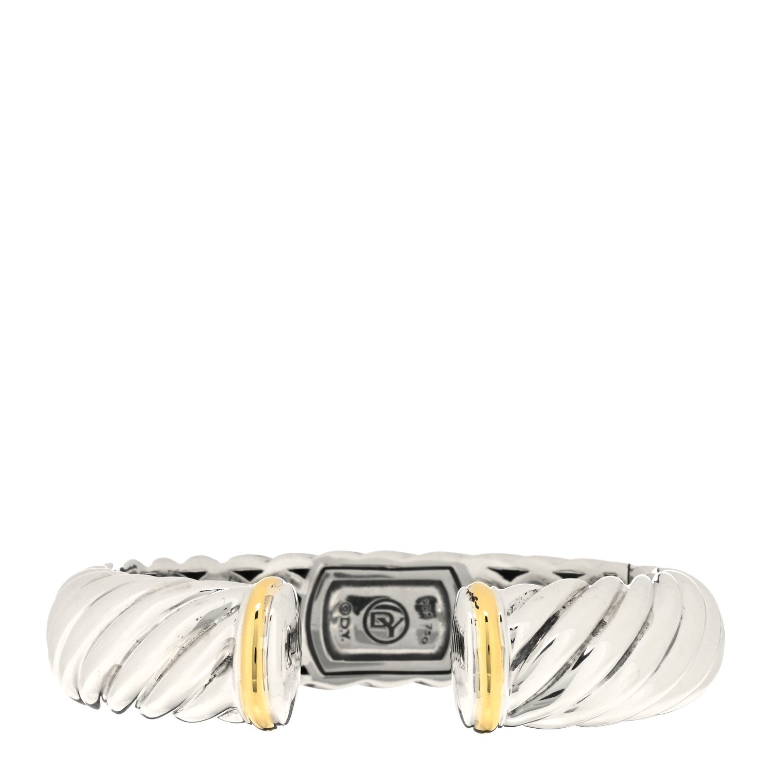 David Yurman Sterling Silver 18K Yellow Gold 15mm Waverly Bracelet 1 of 3