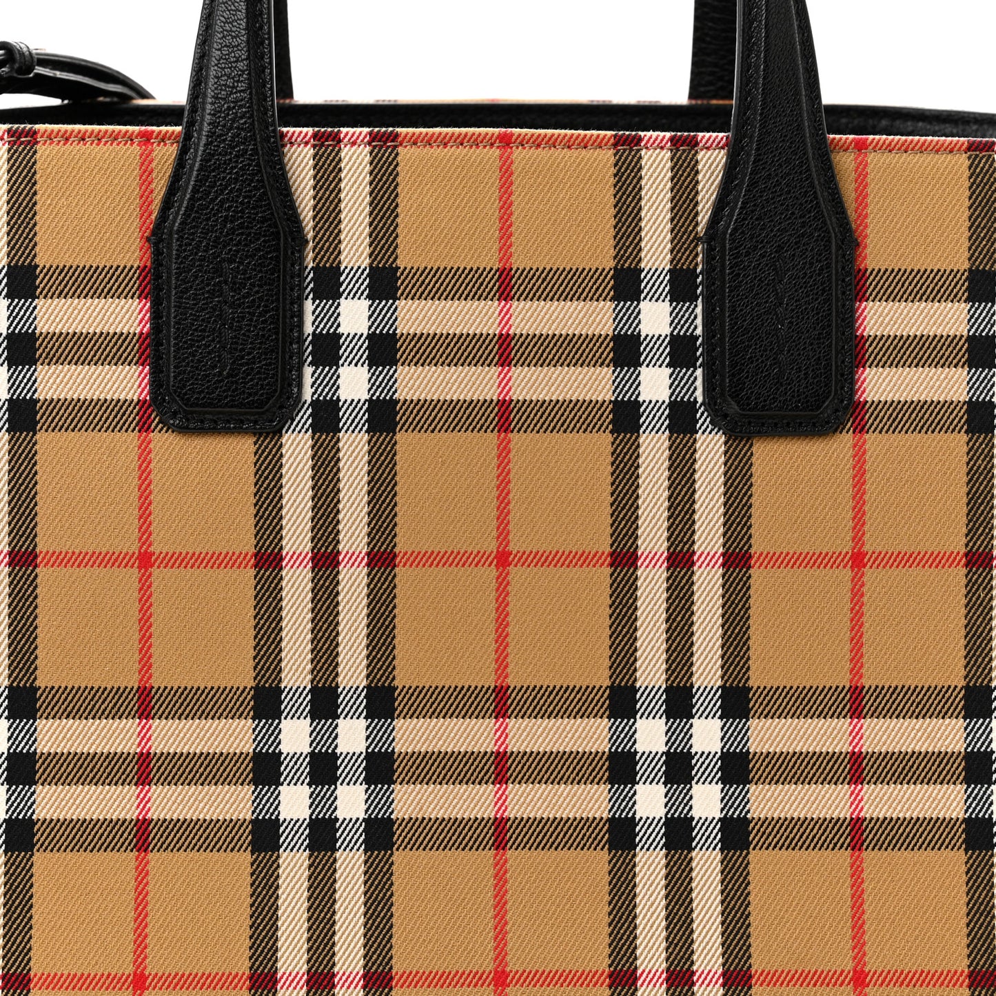 Goatskin Vintage Check Medium Banner Tote Black