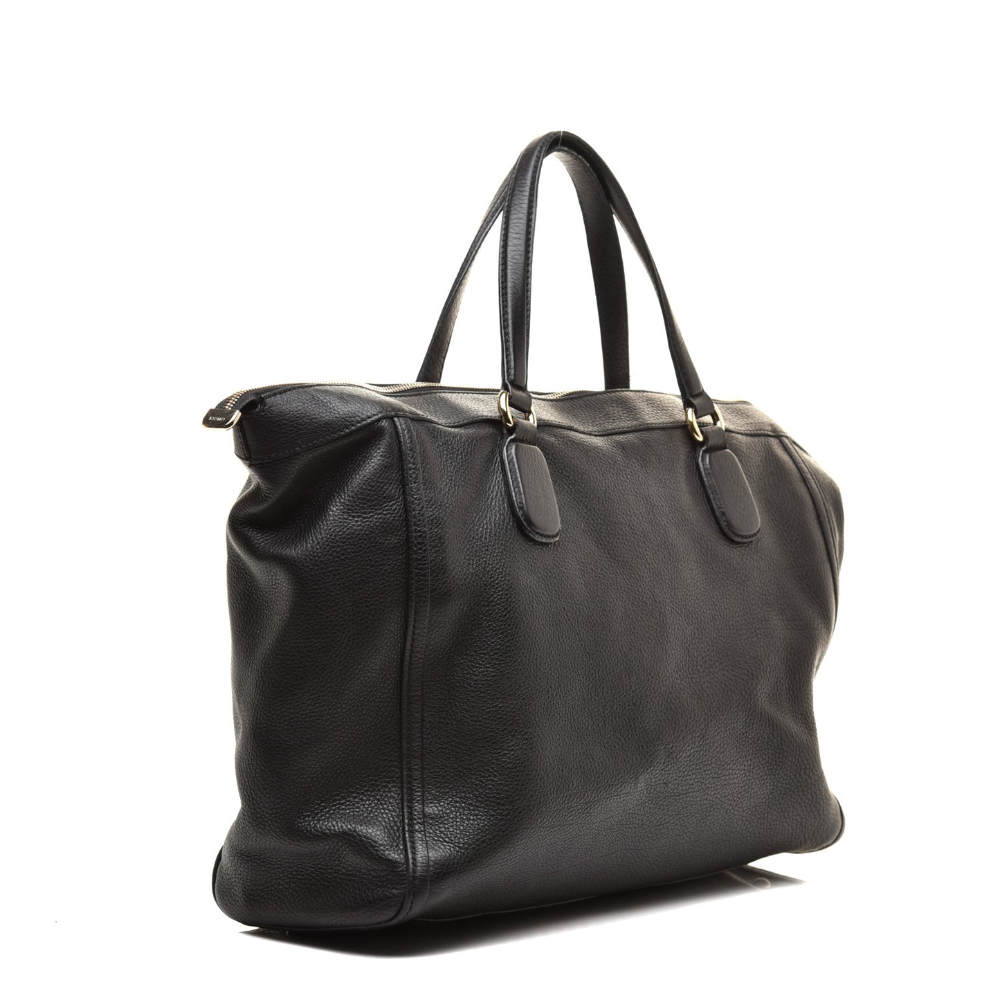 Pebbled Calfskin Large Soho Top Handle Bag Black
