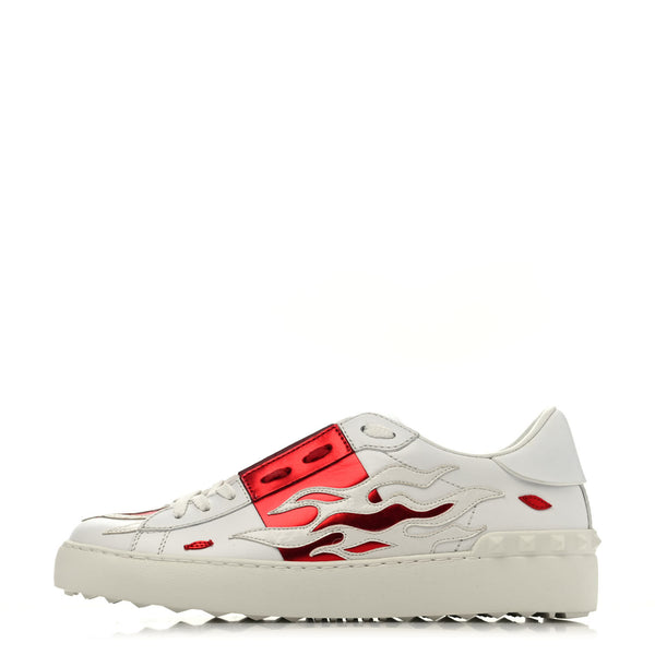 Valentino Garavani Metallic Calfskin Flames Womens Rockstud Open