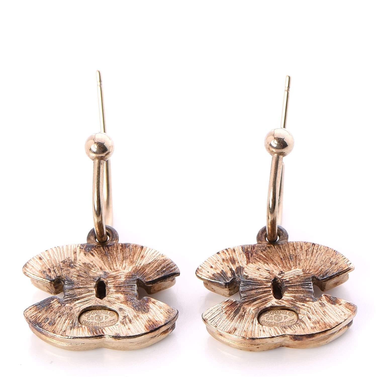 Chanel Enamel CC Earrings Red Gold 3 of 6