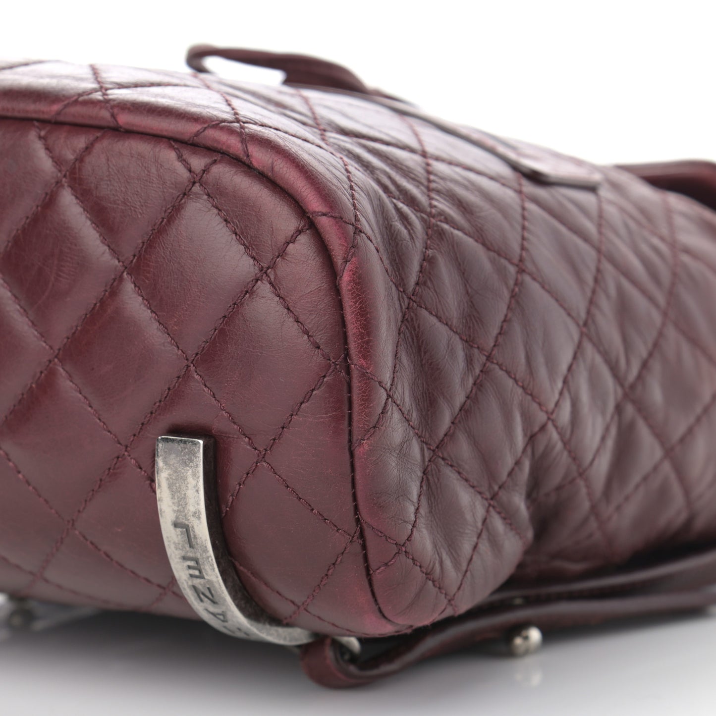 Glazed Calfskin Quilted Small Salzburg Backpack Burgundy