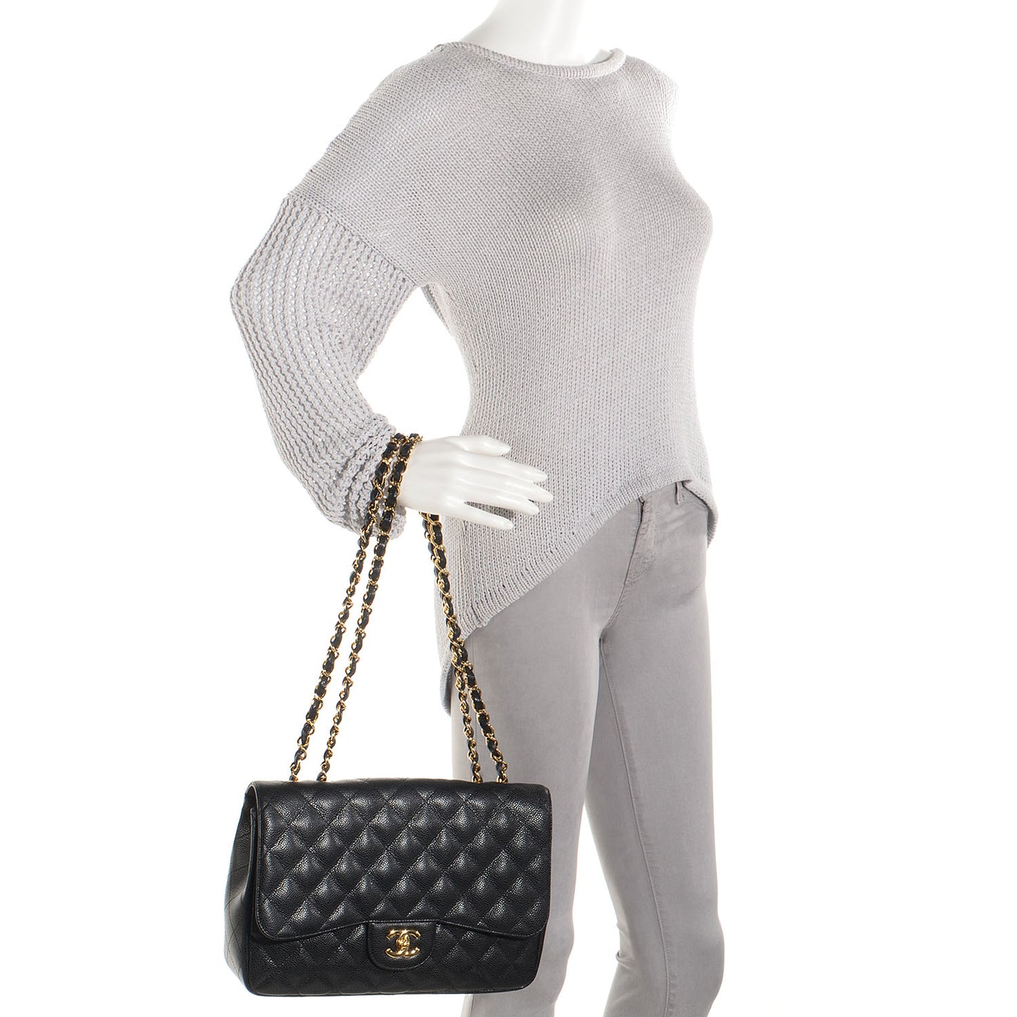 Caviar Jumbo Single Flap Black
