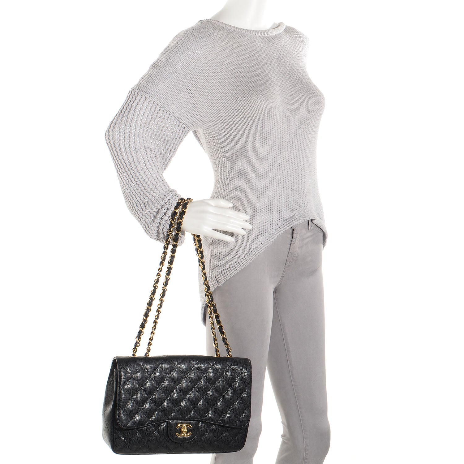 Chanel Caviar Jumbo Single Flap Black 2 of 8