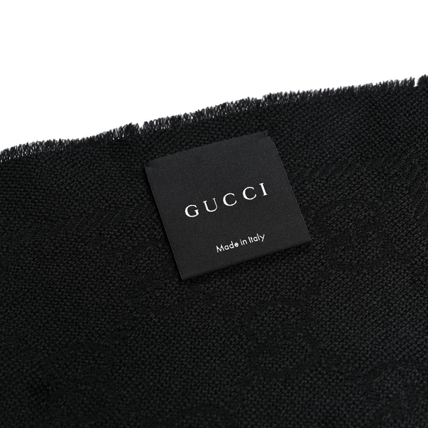 Gucci Wool GG Monogram Sten Fringe Scarf Black 3 of 4
