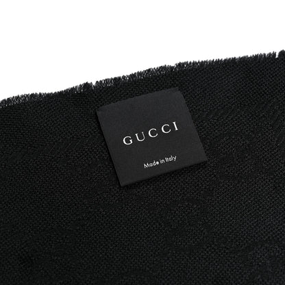 Gucci Wool GG Monogram Sten Fringe Scarf Black 3 of 4
