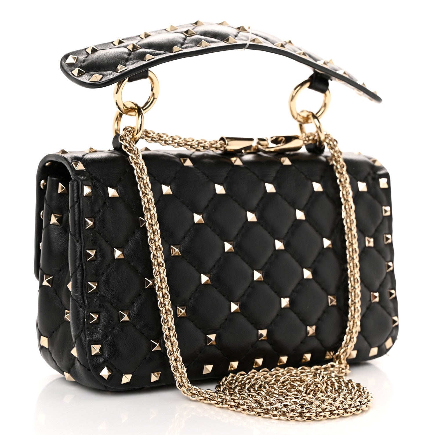 Valentino Garavani Lambskin Small Rockstud Spike Shoulder Bag Black 3 of 11