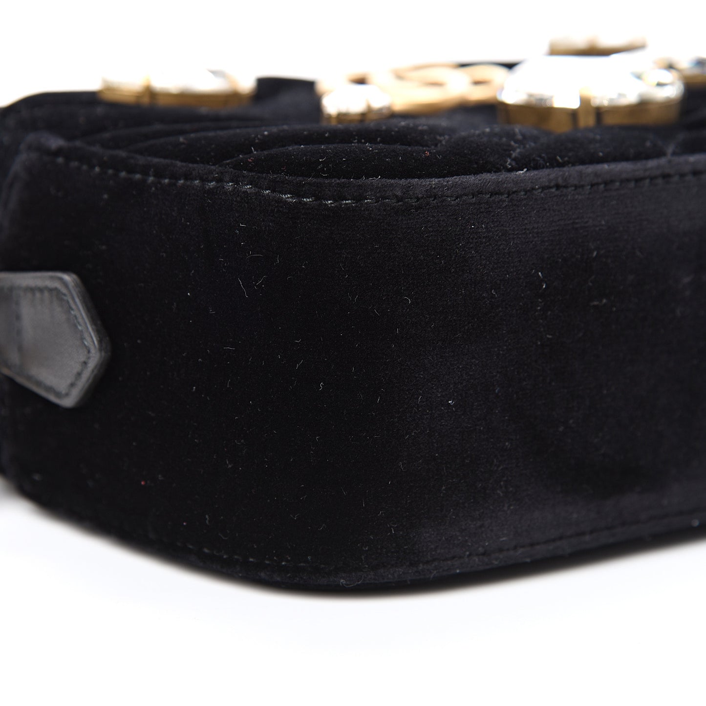 Velvet Matelasse Marquise Crystals Mini GG Marmont Chain Shoulder Bag Black