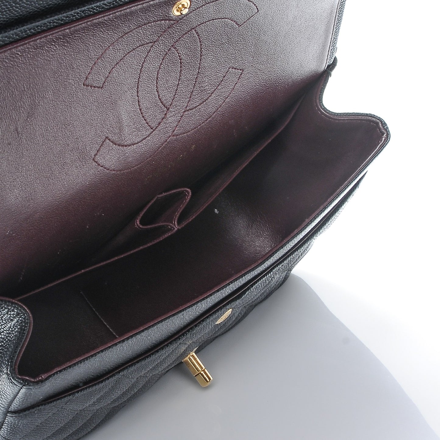 Caviar Quilted Jumbo Double Flap Black