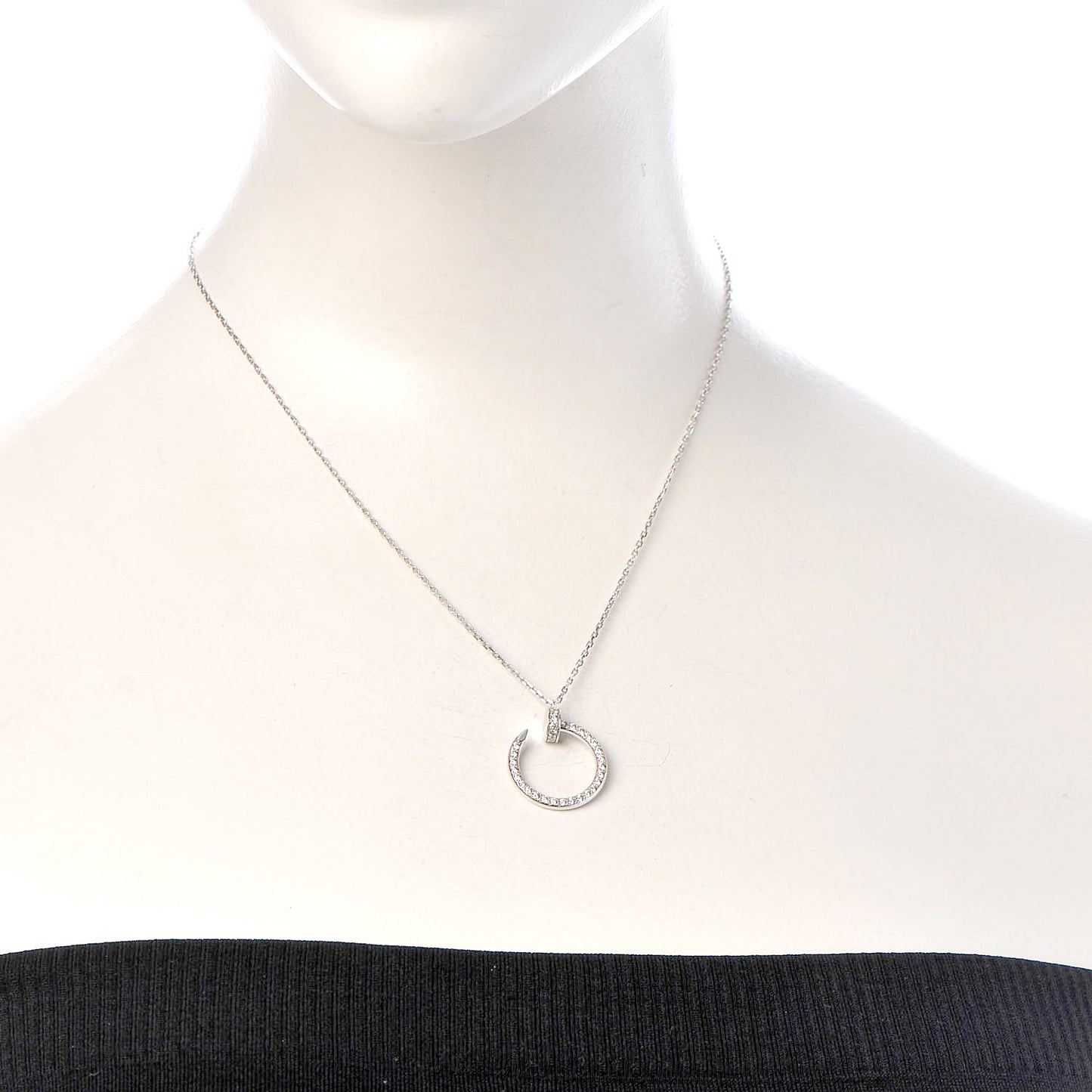 18K White Gold Diamond Juste Un Clou Paved Pendant Necklace