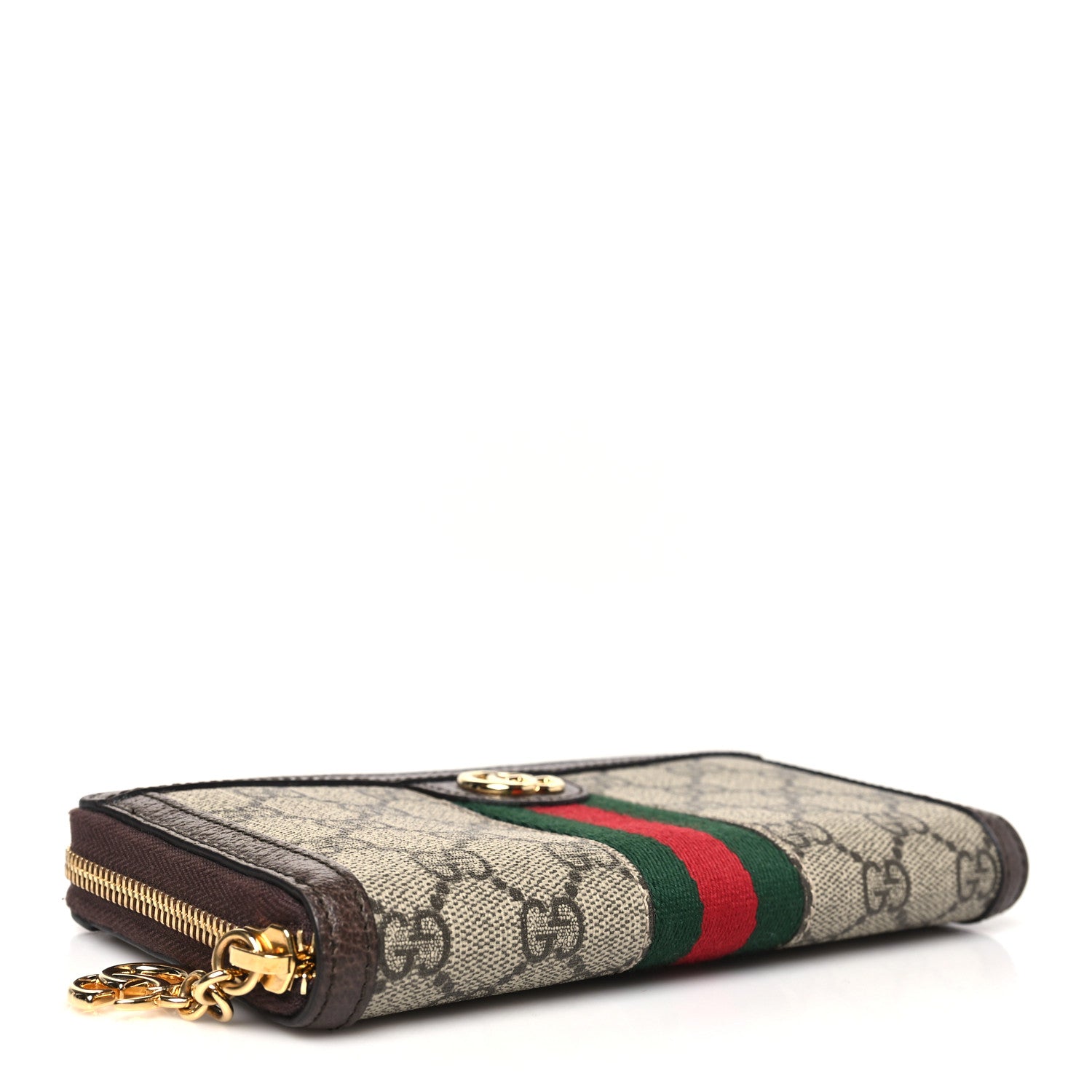 Gucci GG Supreme Monogram Web Ophidia Zip Around Wallet Brown 4 of 9