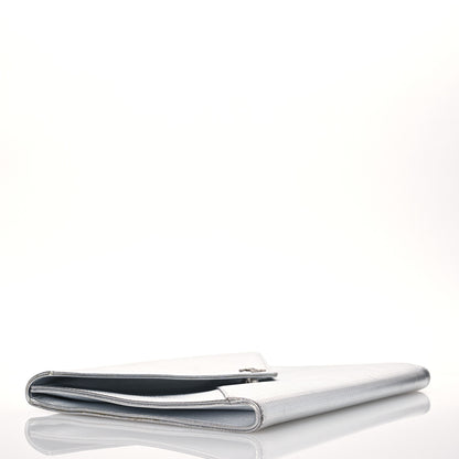 Chanel Metallic Lambskin Embossed Envelope Clutch Silver 4 of 14