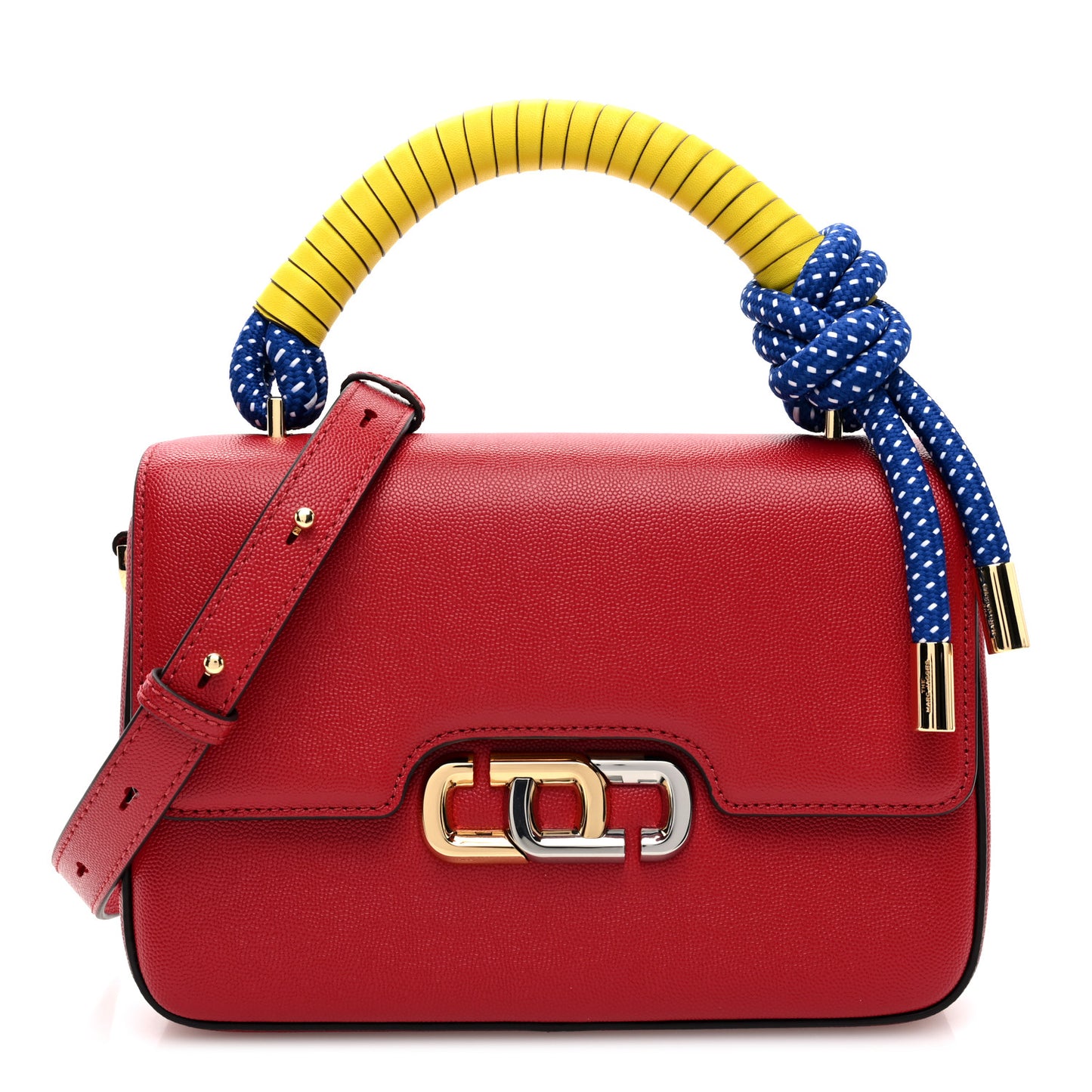 Textured Calfskin The J Link Shoulder Bag Red Multicolor