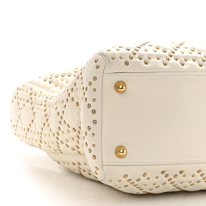 Christian Dior Lambskin Cannage Studded Large Supple Lady Dior White 10 of 13