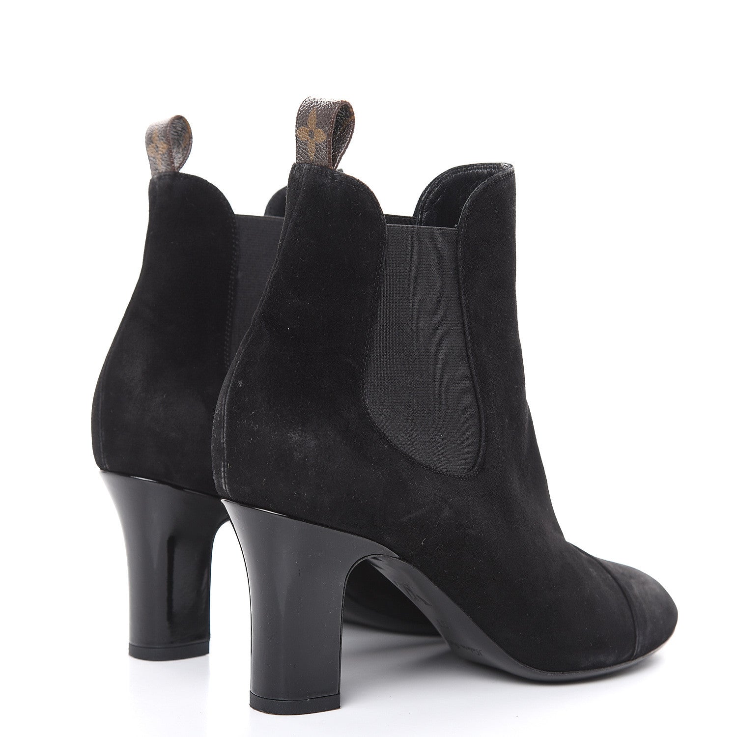 Louis Vuitton Suede Monogram Uniformes Cap Toe Chelsea 75mm Ankle Boots 37 Black 4 of 12