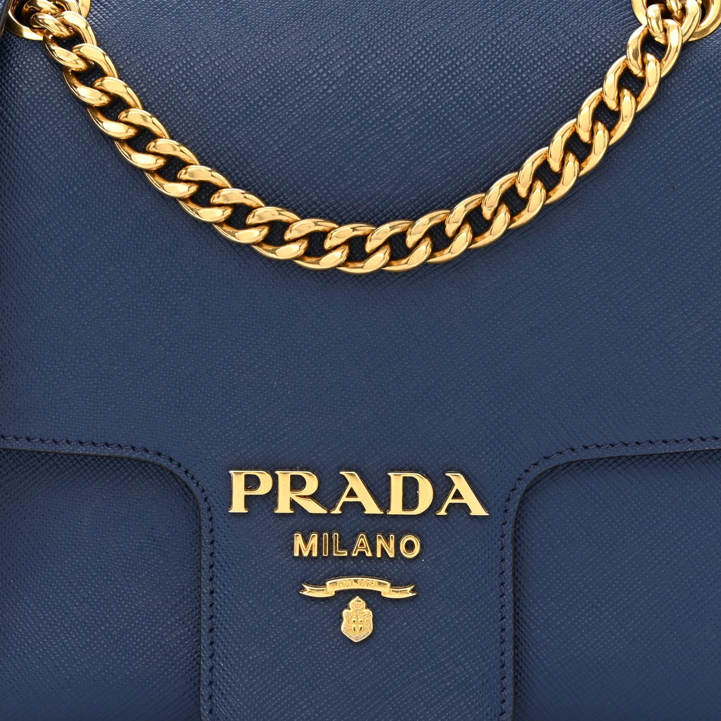Saffiano Lux Chain Shoulder Bag Bluette