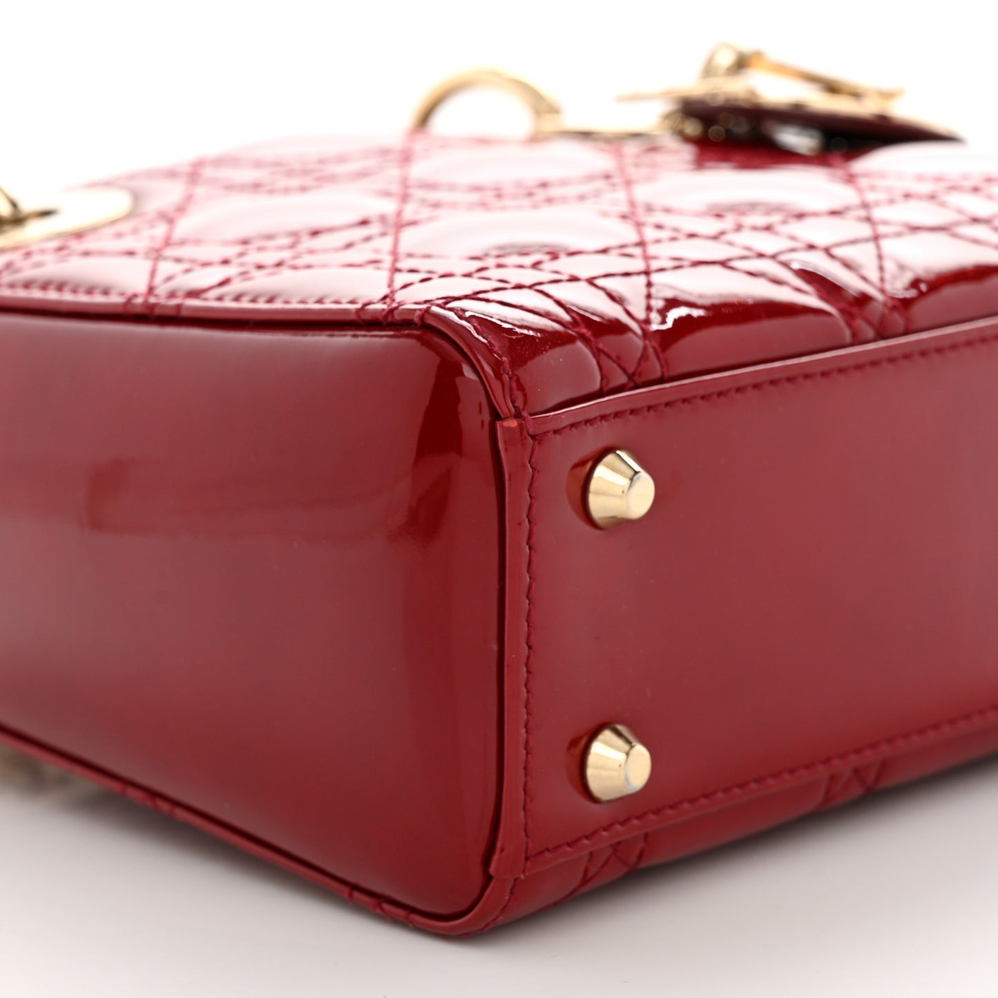 Patent Cannage Mini Lady Dior Red