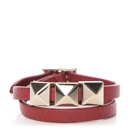 Valentino Garavani Vitello Rockstud Double Wrap Bracelet Red 1 of 6