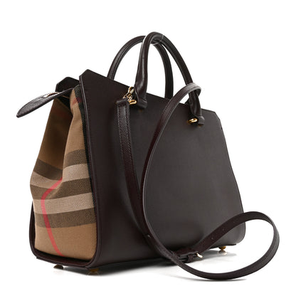 Burberry Calfskin Mega Check Small Banwell Tote  Mahogany Red 3 of 10