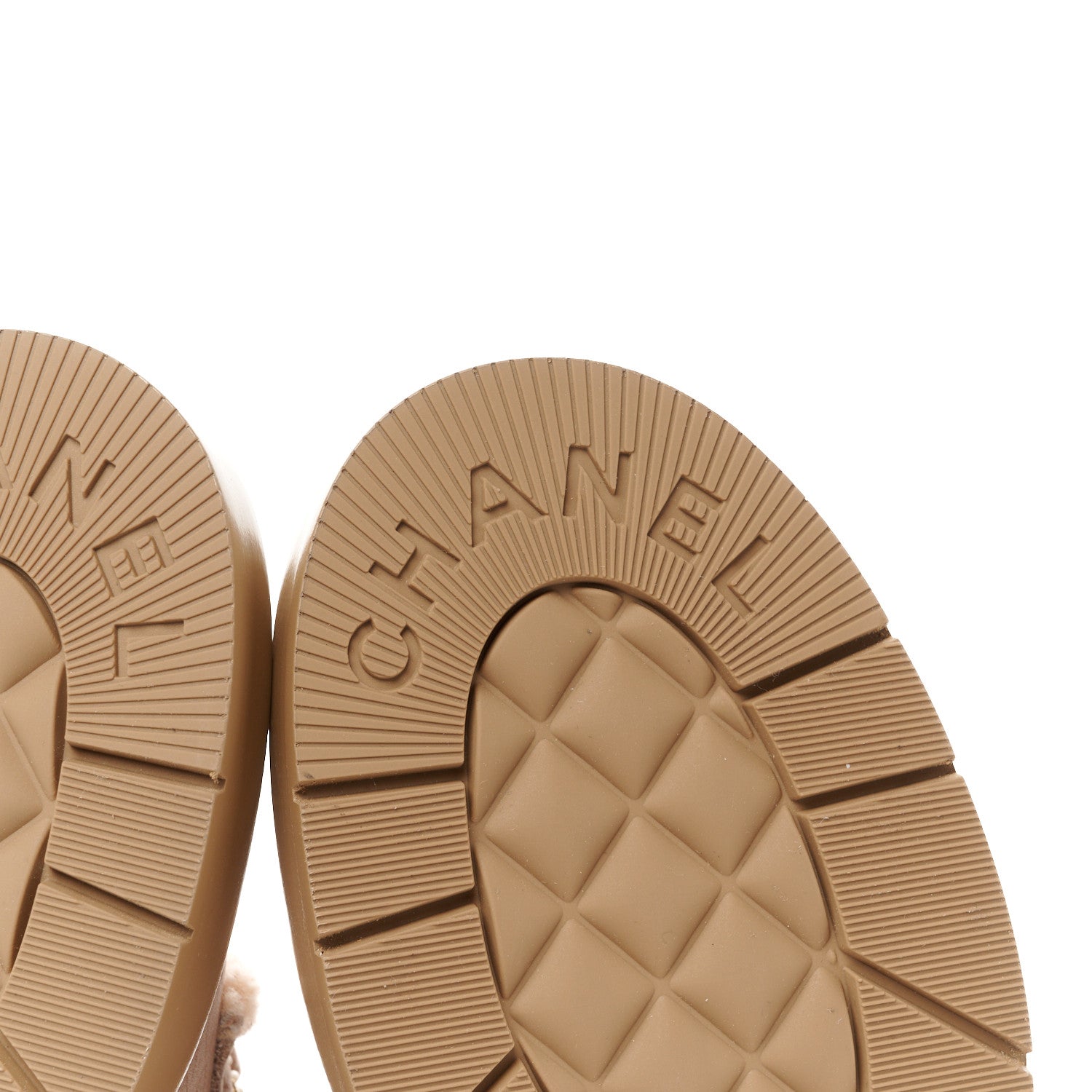 Chanel Calfskin Shearling Quilted Cap Toe Combat Boots 37 Light Pink Beige 7 of 9
