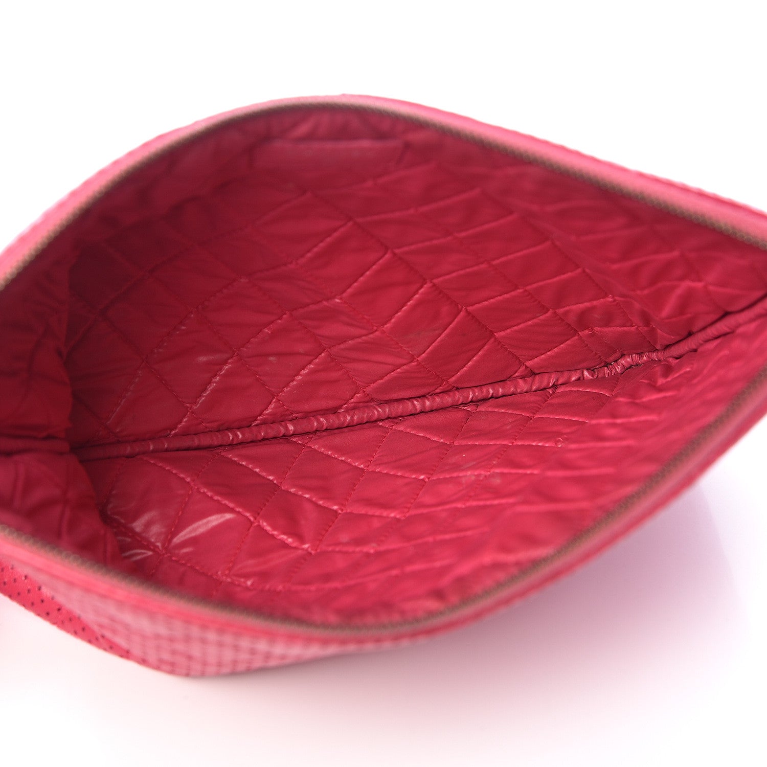 Chanel Perforated Lambskin Quilted Medium Zip Pouch Pink 5 of 14