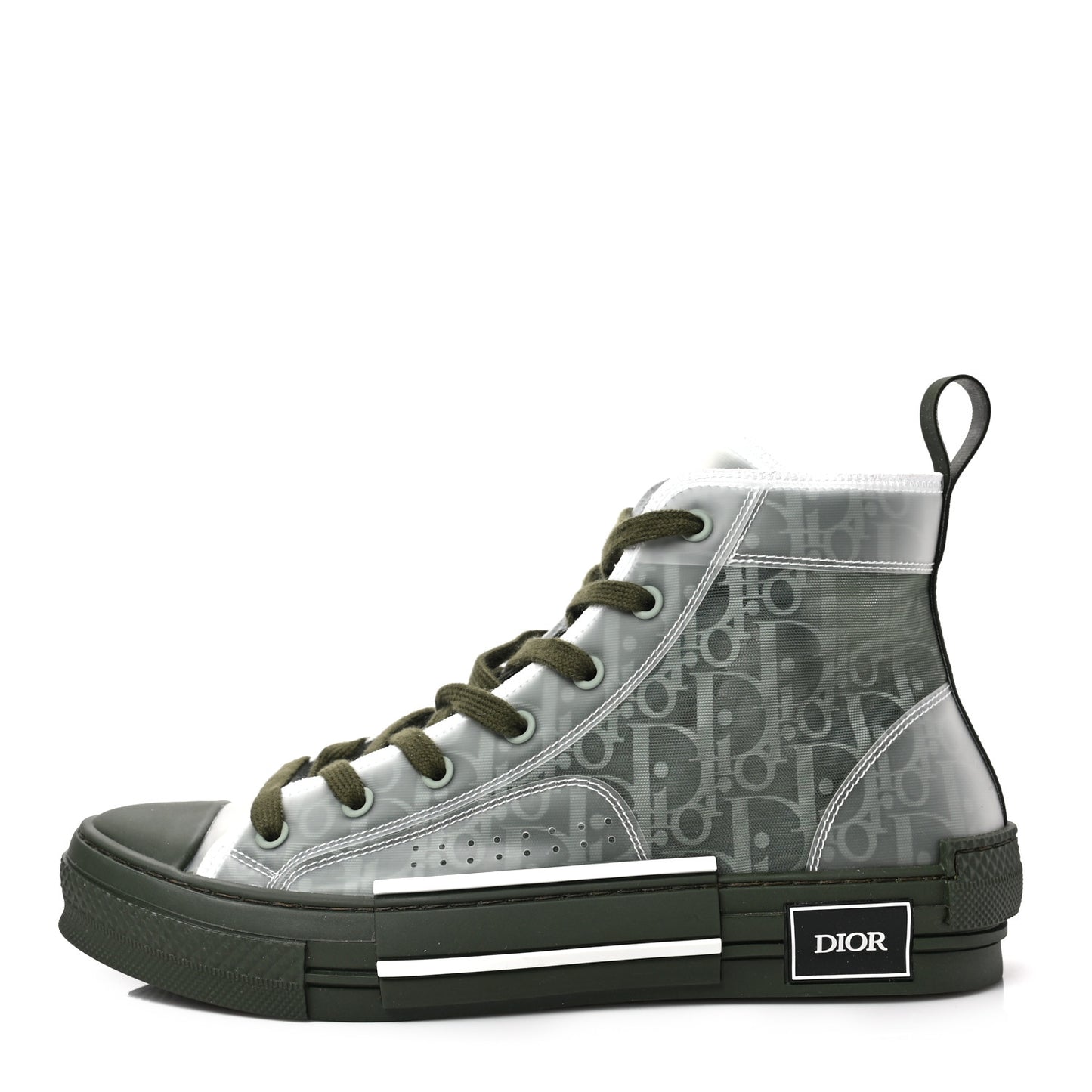 Technical Canvas Oblique Mens B23 High Top Sneakers 42 Olive