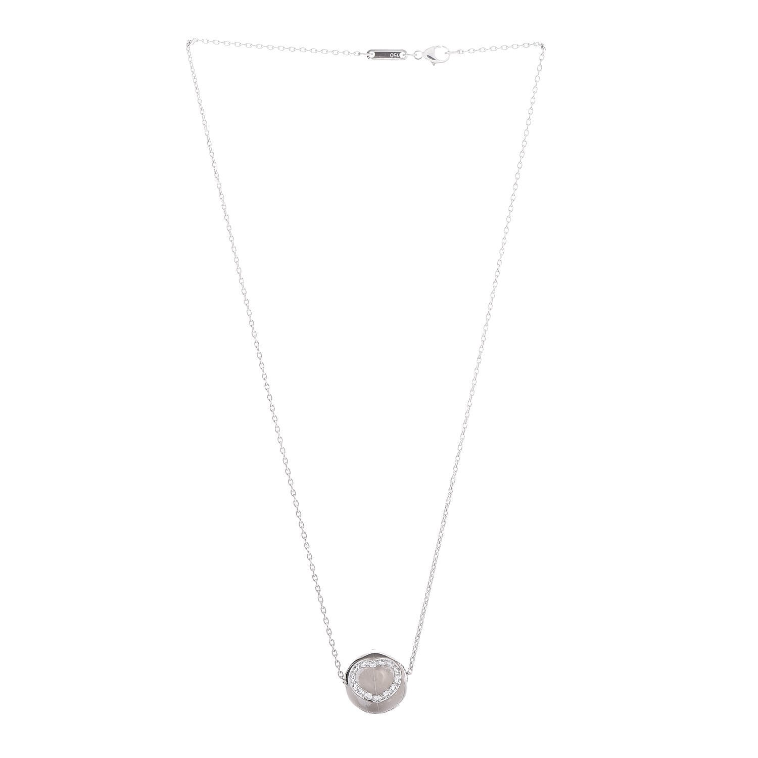 Chopard 18K White Gold Diamond Heart Ball Pendant Necklace 3 of 6