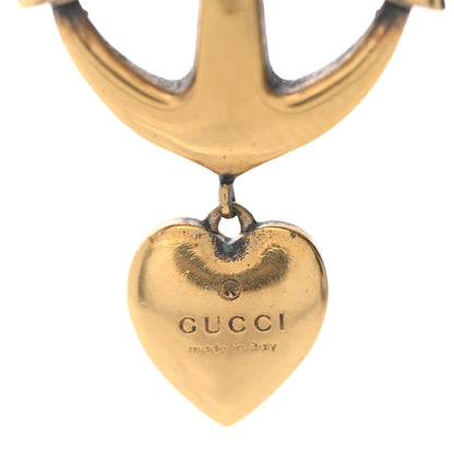 Gucci Crystal Anchor Heart Double G Necklace Aged Gold 5 of 6
