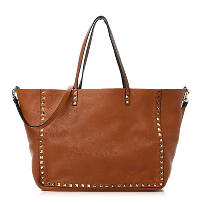 Valentino Garavani Pebbled Calfskin Medium Rockstud Reversible Tote Black Light Cuir 12 of 22