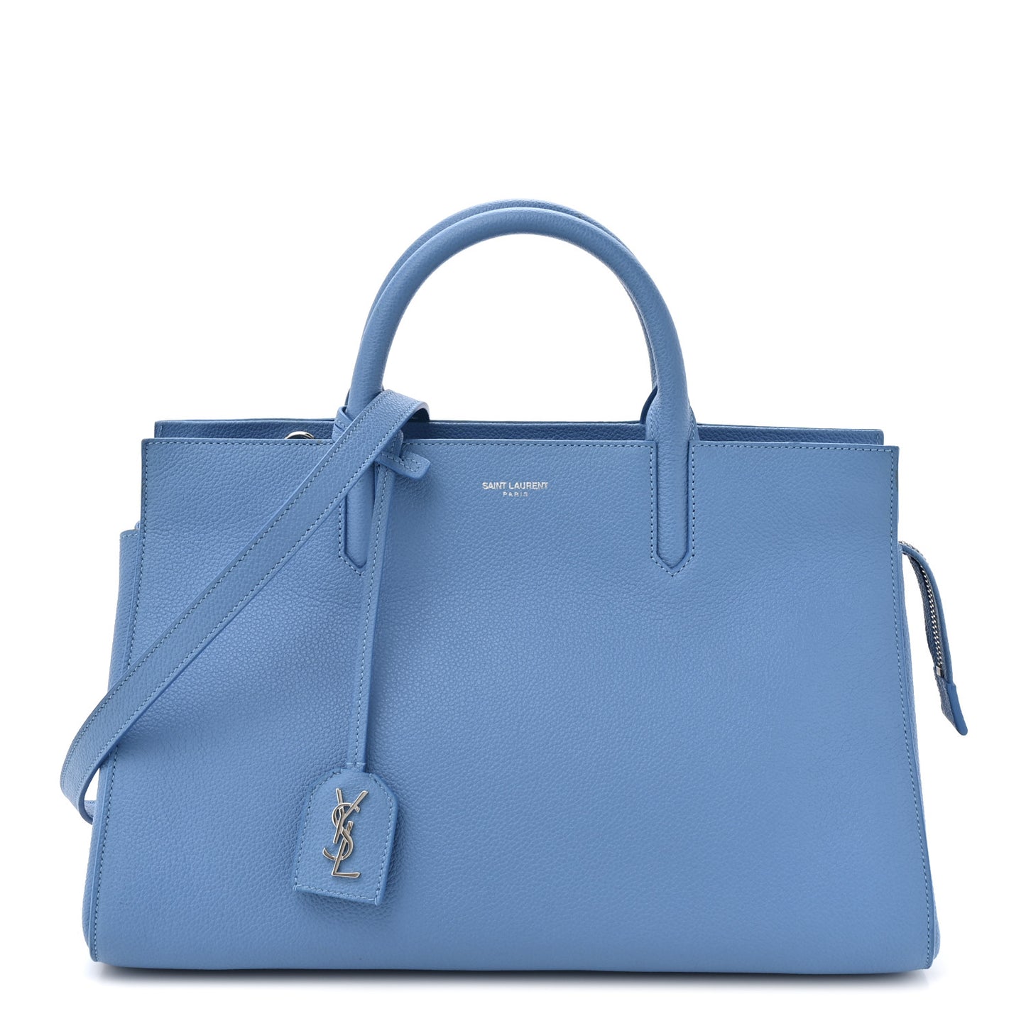 Grained Calfskin Small Rive Gauche Cabas Blue Clair