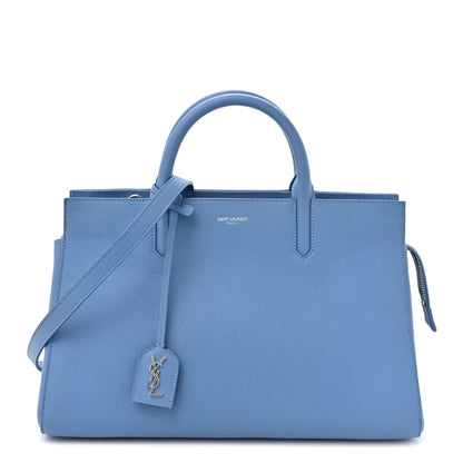 Saint Laurent Grained Calfskin Small Rive Gauche Cabas Blue Clair 1 of 12