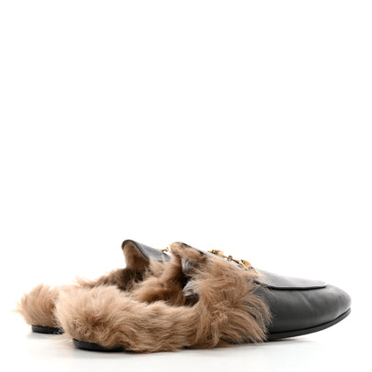 Gucci Calfskin Fur Womens Princetown Slippers 38 Black 4 of 11