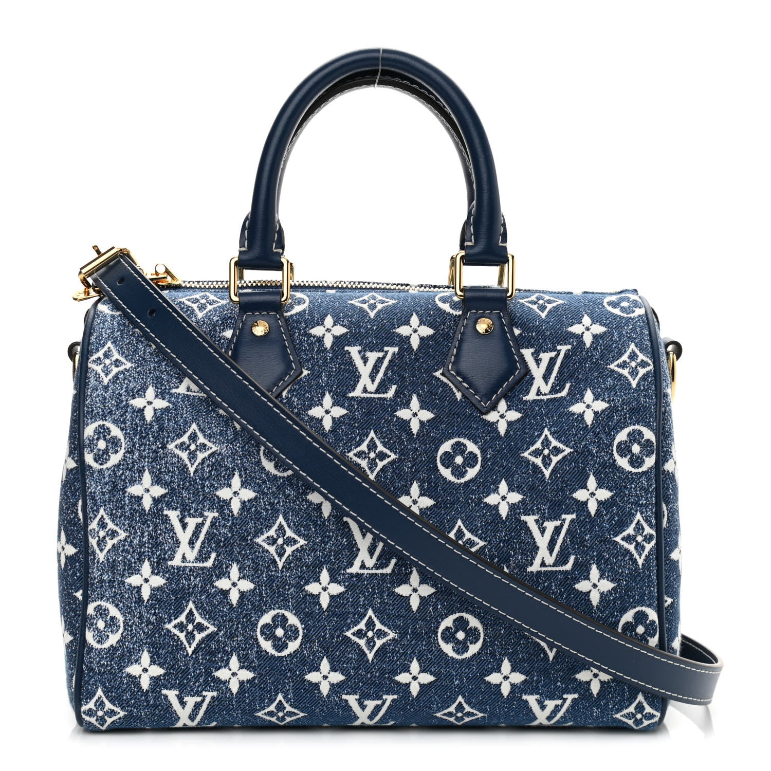 Louis Vuitton Monogram Jacquard Denim Speedy Bandouliere 25 Bleu 1 of 10