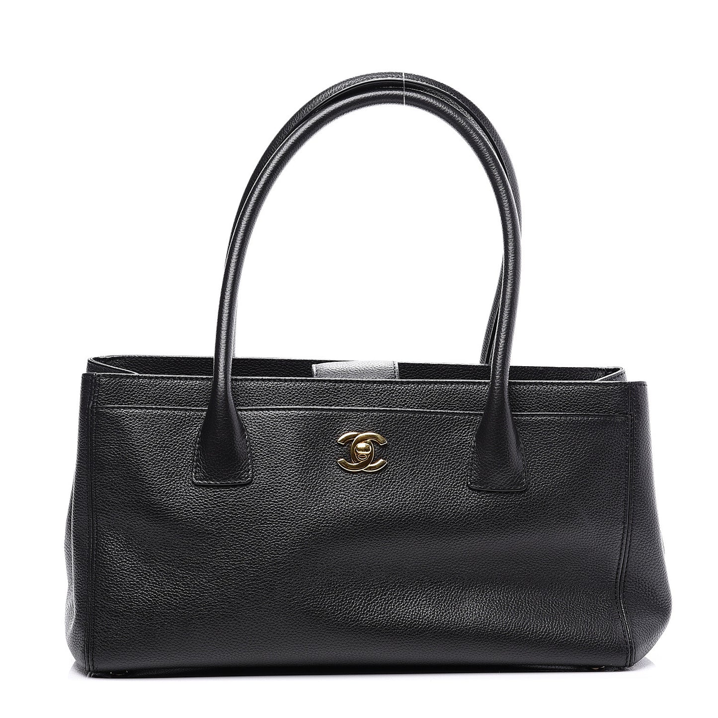 Calfskin Small Cerf Executive Shopper Tote Black