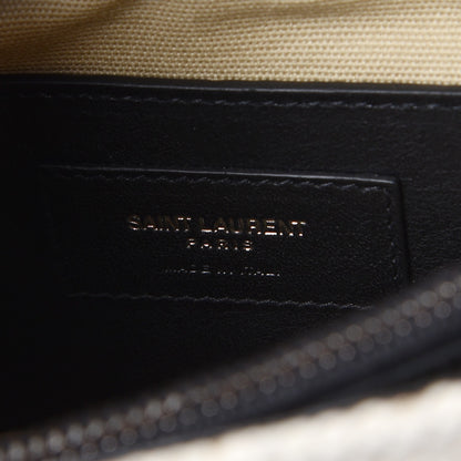 Saint Laurent Berber Chevron Tassel Monogram Medium College Bag Black White 6 of 7