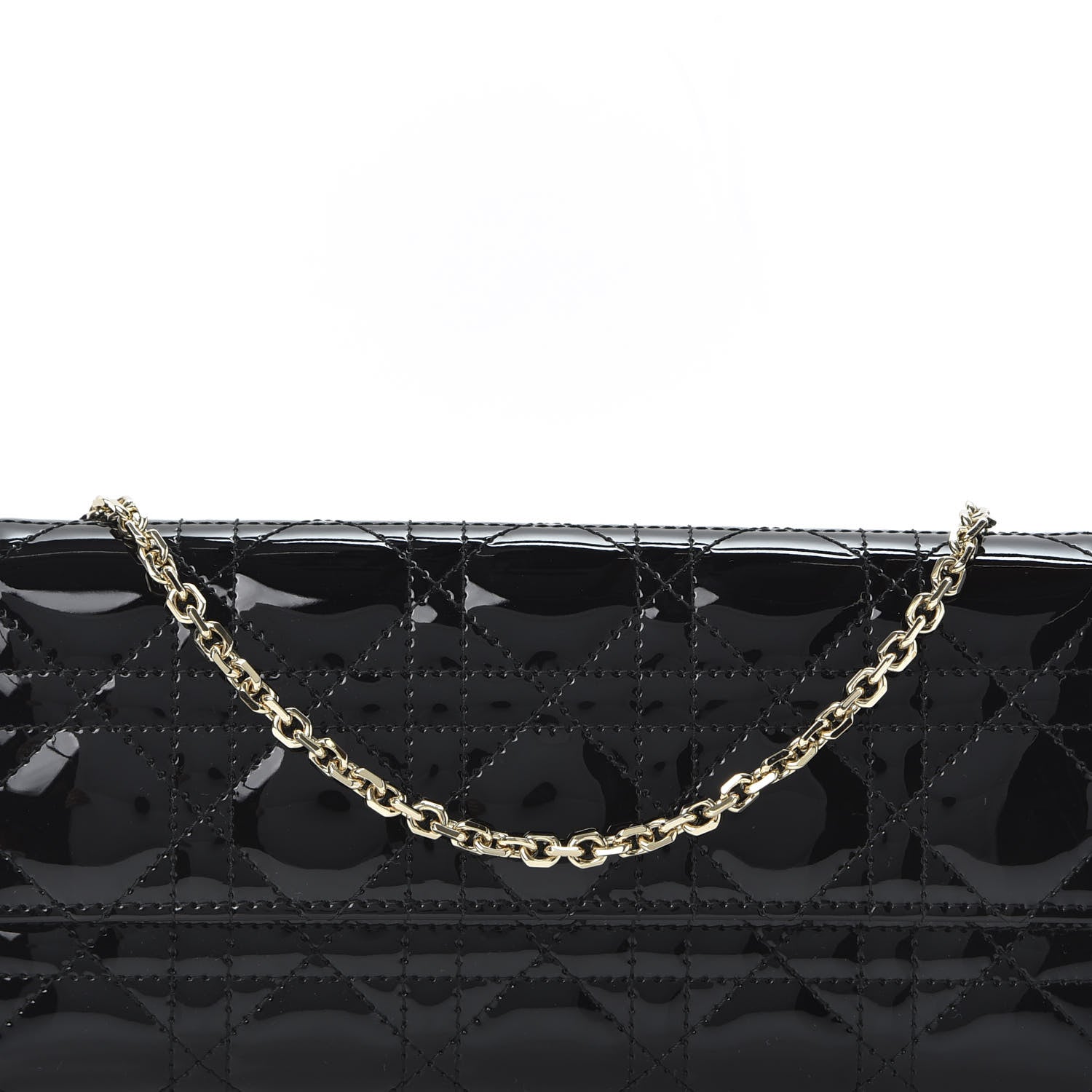 Christian Dior Patent Cannage Rendez-vous Chain Wallet Black 9 of 9