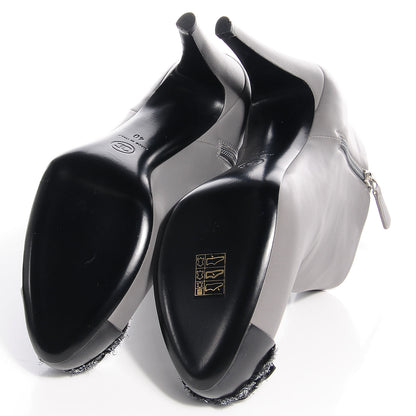 Chanel Leather Cap Toe Camellia Boots 40 Grey Black 5 of 8