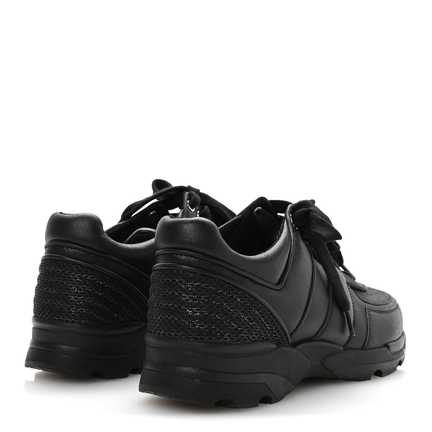 Calfskin Tweed Womens Sneakers 37 Black